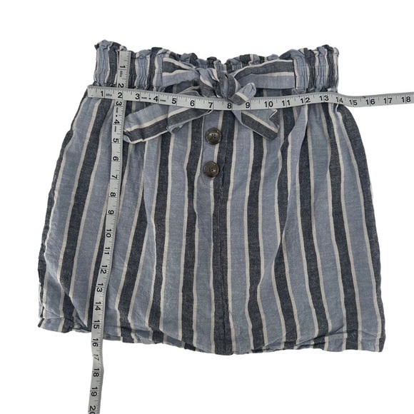 Angie Blue Striped Paper Bag Mini Skirt Size Large Women’s - Picture 4 of 4